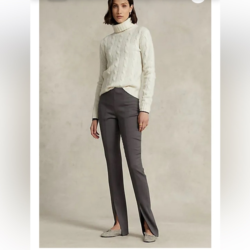 NWT Polo Ralph Lauren Stretch Italian Wool Blend Twill Front Split Leggings Sz 6